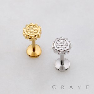 SUNNY SUNFLOWER BURST STUD THREADLESS (PUSH IN) 316L SURGICAL STEEL LABRET SET